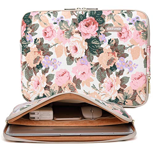 Kayond Canvas Water-Resistant KAYOND Nylon Fabric 15.6 Inch Laptop Sleeve case for 15 inch 15.4 inch 15.6 inch Notebook Computer (15-15.6 inch, White Camellia) - color: White Camellia, size: 15-15.6 inch