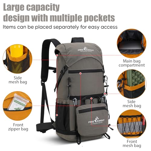 Bseash 30L Lightweight Hiking Backpack, Gray | Waterproof, Outdoor Sport Travel Bag Daypack, For Cycling Climbing Skiing - color: Gray