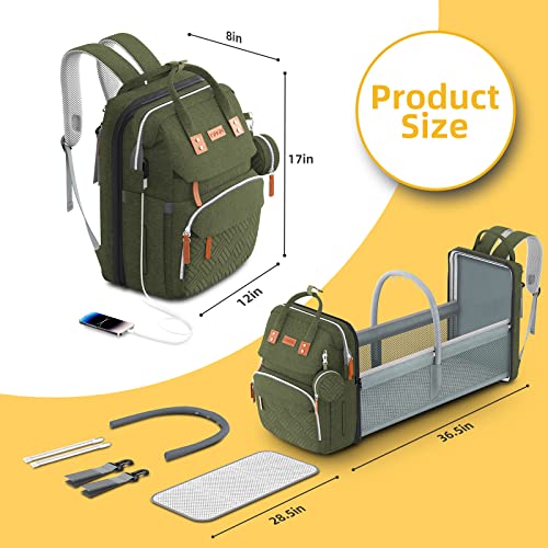 ISMGN Diaper Bag Backpack with Changing Station, Large Diaper Bag, Baby Bag, Multifunctional Diaper Bag, ARMYGREEN - color: Upgrade Armygreen