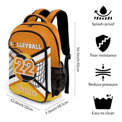 Orange Gold Volleyball School Backpack Laptop Bag for Man Woman Gift - color: Muilti 6