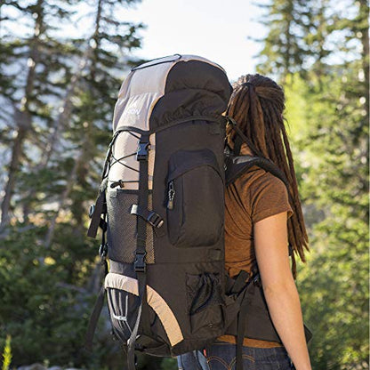TETON 55L Scout Internal Frame Backpack for Hiking, Camping, Backpacking, Rain Cover Included - color: Tan, size: 55L