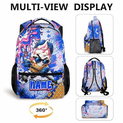 Kids Backpack for Boys Personalized Backpacks for Hockey Lovers, Lightweight Bookbag for School Hiking Travel Casual - color: Blue