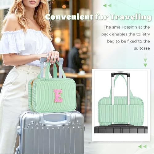 Gifts for Teen Girls Women - Personalized Toiletry Bag Initial Makeup Bag | Travel Cosmetic Bag | 8 9 10 11 12 13 14 15 16 Years Old Girl Gift Trendy Stuff - Green E - color: Green, style: E