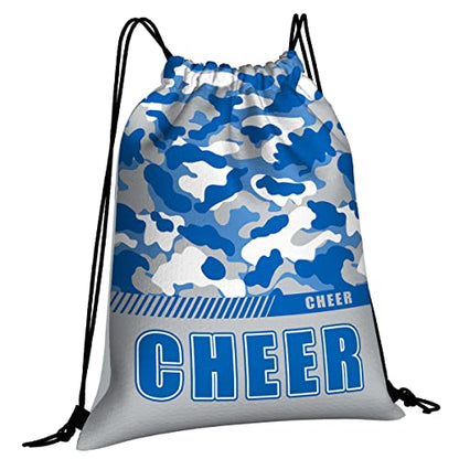 Drawstring Backpack Waterproof Gym Drawstring Bags Sports String Bag Camo Sackpack-Blue Cheer Drawstring Bag - color: Cheer Drawstring Bags-camo Blue