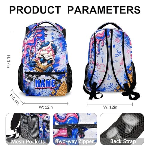 Kids Backpack for Boys Personalized Backpacks for Hockey Lovers, Lightweight Bookbag for School Hiking Travel Casual - color: Blue
