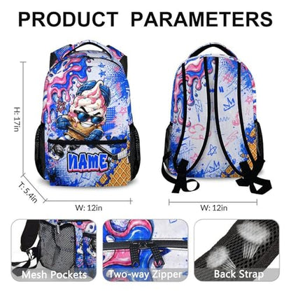Kids Backpack for Boys Personalized Backpacks for Hockey Lovers, Lightweight Bookbag for School Hiking Travel Casual - color: Blue