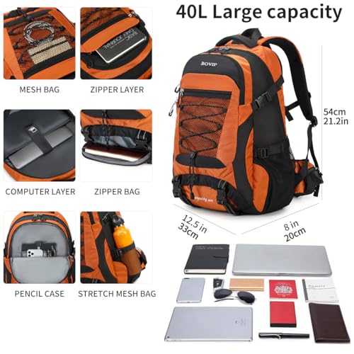 BOVIP 40L Hiking Backpack Waterproof Lightweight Daypack Travel Sports Camping Backpack for Men Women