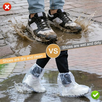 20 Pcs Waterproof Shoe Covers for Rain, Non-Slip Disposable Rain Shoe Covers, Plastic Shoe Ponchos, Thickened PE Material Boot Covers for Men and Women (Clear) - color: 20pcs(adults)-clear