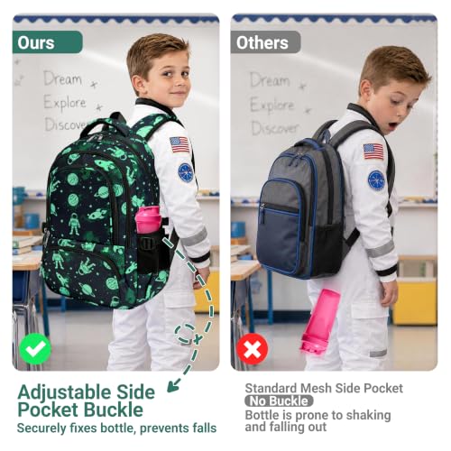 BLUEFAIRY Boys Backpack 8-10 10-12 Years Old with Laptop Compartment 17Inch - color: Black Green