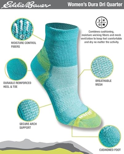 Eddie Bauer Women's Dura Dri Moisture Control 6-pair Quarter Socks - color: Fashion Charcoal Fr (6 Pairs)
