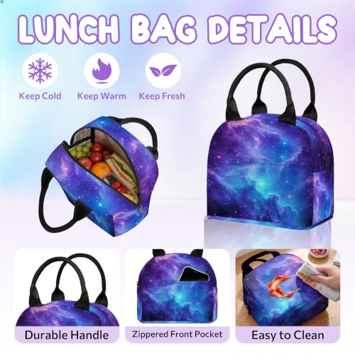 Galaxy 3PCS Backpack for Boys Girls, Kids Back to School Backpack Set with Lunch Box Pencil Case, 17 Inch Lightweight Bookpack 3 in 1 Set for Teens Elementary Middle High School Students - color: Galaxy