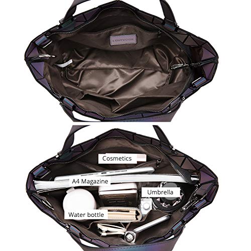LOVEVOOK Geometric Luminous Purses and Handbags for Women Holographic Reflective Crossbody Bag Wallet - color: Purse Sets