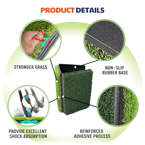 JAYA Golf Hitting Mat with Heavy Rubber Base, Foldable Golf Practice Mat for Indoor & Outdoor Training, Dual Turf Fairway & Rough Grass Mat for Swing, Chipping and Driving Practice - size: 30" x 15"