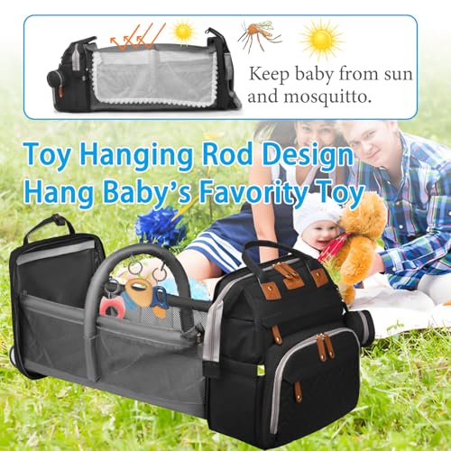 Jeryswet Baby Diaper Bags with Changing Station, Waterproof Large Capacity Diaper Bag Backpack for Moms Dads with USB Charging Port and Stroller Straps, Baby Shower Gifts, Black - color: Black