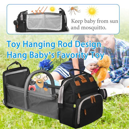 Jeryswet Baby Diaper Bags with Changing Station, Waterproof Large Capacity Diaper Bag Backpack for Moms Dads with USB Charging Port and Stroller Straps, Baby Shower Gifts, Black - color: Black