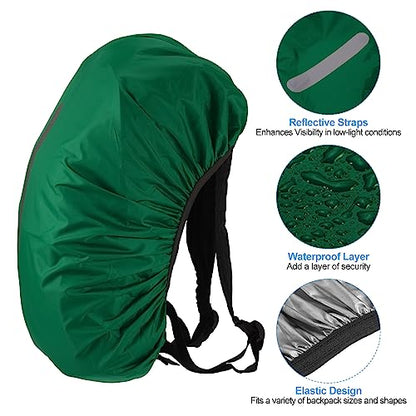 PATIKIL Waterproof Backpack Rain Cover, Non-Slip Backpack Cover with Vertical Reflective Strap Stay Dry for Hiking, Camping, Hunting - color: Dark Green, size: X-Small