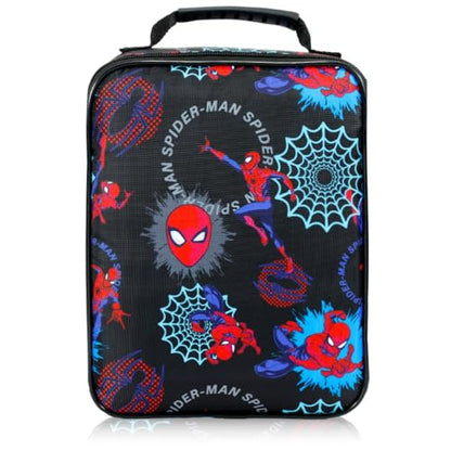 Spider Man Backpack with Lunchbox Set for Boys School Bundle + More | 16in Large Durable Spider Man Bookbag w/ Insulated Lunch Box Plus Water Bottle, Stickers, More - Spiderman School Supplies