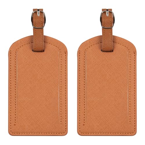 Premium Colored Luggage Tags for Luggage, Travel Bags and Suitcases by Adventure Goods- Tan (Pack of 2) - color: Tan