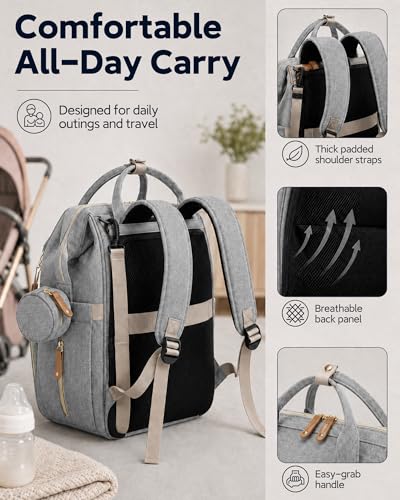 houscly Diaper Bag Backpack with Changing Station,Baby Bags New Mom Gifts Pañaleras Para Bebe Baby Girl Newborn Essentials Must Haves Baby Shower Gifts Baby Registry Search blue - color: 02blue
