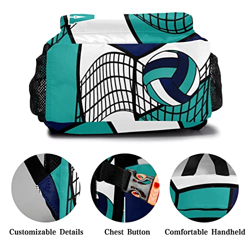 Volleyball Blue White Backpack Shoulder Shopping Bag Travel Casual Bags with Name Text - color: Backpack 5