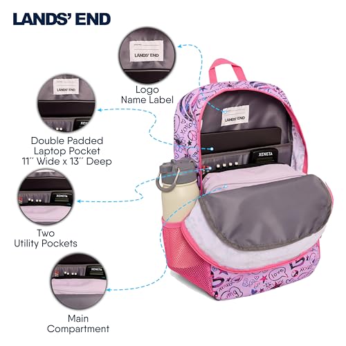 Lands' End Unisex Kids Medium ClassMate Lightweight Durable Elementary School Backpack, Fuchsia Pink - color: Fuchsia Pink