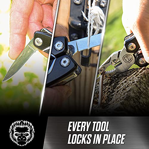 3 Piece Pocket Multitool Gift Set for Him-Stainless Steel Survival Multi Tool for Men - Clip to Belt & Backpack - Utility Knife Multitool, Pliers & Pocket Knife - Hiking, Camping & Fishing - style: Black 3 Piece