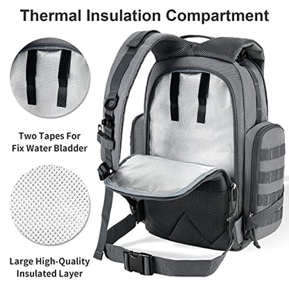 SHARKMOUTH Diaper Bag Backpack for Dad and Mom, Military Molle diaper Pack with Insulated Bottle Holders and Wipe Pocket - color: Gray