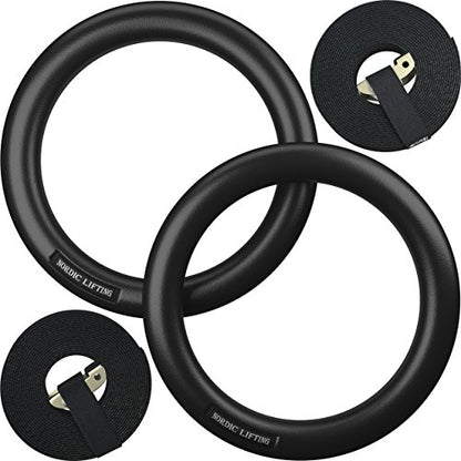 Nordic Lifting Gymnastic Rings and Straps - Heavy Duty for Gymnastics, Crossfit, & Fitness Training - Best Olympic Home Gym Set - PC Plastic is Stronger Than Wood