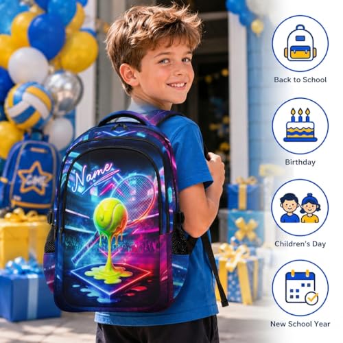 Boys Backpack for Kids Teens Personalized Tennis Bookbag for School Hiking Travel, Lightweight Backpacks for Kindergarten Primary Elementary Middle - color: Green