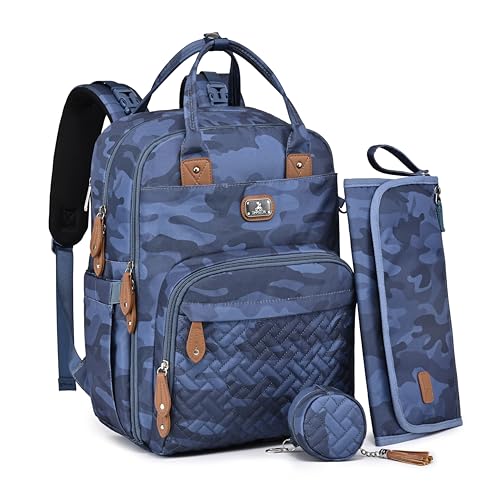 Dikaslon Diaper Bag Backpack with Portable Changing Pad, Pacifier Case and Stroller Straps, Large Unisex Baby Bags for Boys Girls, Multipurpose Travel Back Pack for Moms Dads, Camo - color: Camo
