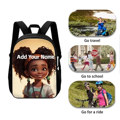 African Custom Name Backpack for School Girls 3rd Grade/4Th Grade Back to School Afro Personalized Bookbag for Kids 4-6/3-5 Student Book Bag - color: African Black Girl-1