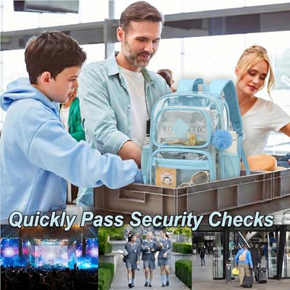 Heavy Duty Clear Backpack for Girls Boys Transparent School Bookbag Kids Durable PVC See Through Backpack - Baby Blue - color: Baby Blue