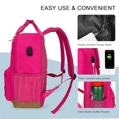 Goloni Small Carry On Travel Backpack with USB Charging Port, Lightweight Water Resistant Mini Carry-on Backpack for Men Women, Compact Personal Everyday Backpack,Rose - color: Rose