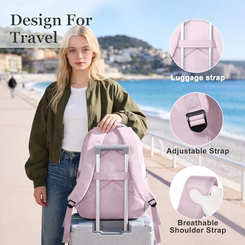 Backpack for School Teens Boys Girls, Large Capacity School bag for Men Women, Cute Bookbag for Students, Lightweight College backpack with lots of pockets(Pink) - color: Pink