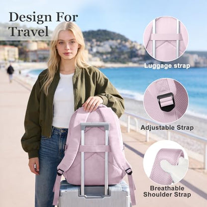 Backpack for School Teens Boys Girls, Large Capacity School bag for Men Women, Cute Bookbag for Students, Lightweight College backpack with lots of pockets(Pink) - color: Pink