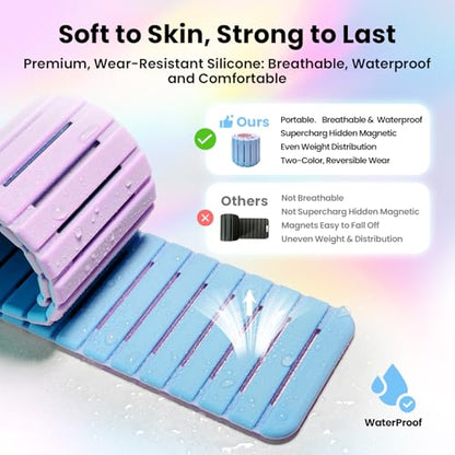 Adjustable Hidden Magnetic Ankle & Wrist Weights, Skin-Friendly Breathable and Waterproof Silicone Design for Women & Men - Ideal for Fitness, Yoga, Running, Cycling & Swimming, 2-Pack, 1LB Each - color: Blue and Pink