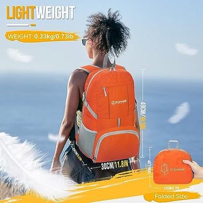 ZOMAKE Lightweight Packable Backpack 35L, Water Resistant Foldable Day Pack - color: C-orange