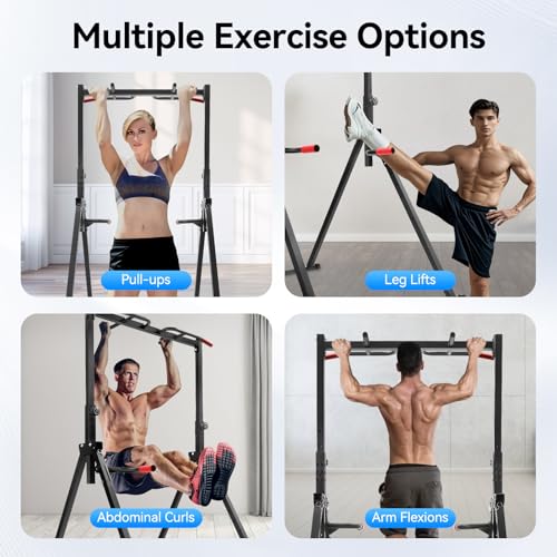 440 LBS Pull up Bar Free Standing, Parallel Adjustable Height Standing Pull Up Bar Dip Station for Home Gym Heavy Duty, Strength Training Fitness