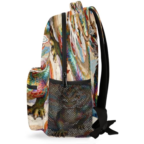 Dragon Kids Backpack for Girl Boy Waterproof Kids Back Pack | Animal Rainbow School Bookbag Women Men Lightweight Rucksack Casual Daypack Carry On Bag for Work Hiking Camping Gym Travel - color: Animal Dragon Rainbow