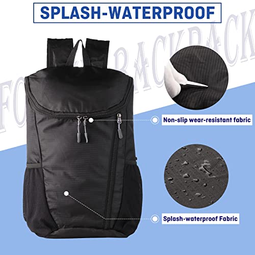 DOVO Hiking Backpack, Waterproof and Wear-resistant Lightweight Backpack Packable,Outdoor Travel Camping Daypack Foldable-BLACK - color: Black