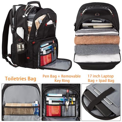 LTINVECK Travel Laptop Backpack, Extra Large Backpack for Men Women, TSA Friendly Heavy Duty Big Business Computer Bag Tech Backpacks Bag Fit 17 Inch Laptops, RFID Backbag - color: Black