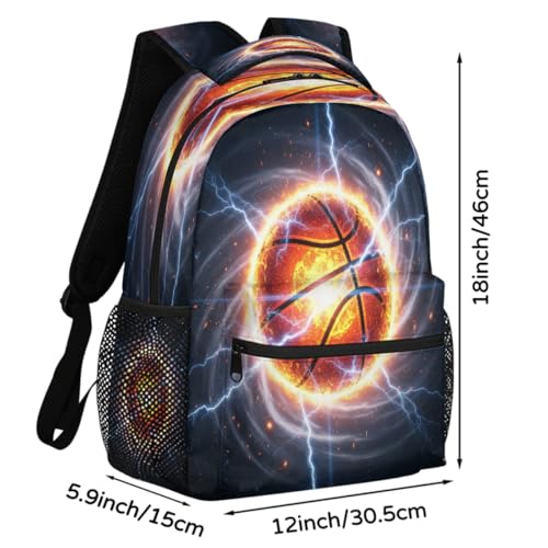 Basketball School Backpack Travel Bag for Men & Women - Lightweight Boys Girls Bookbag Daypack Fits 15.6 Inch Laptop for College Students, Middle High School, Teens