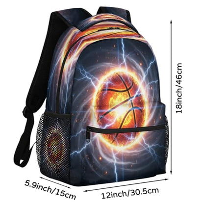 Basketball School Backpack Travel Bag for Men & Women - Lightweight Boys Girls Bookbag Daypack Fits 15.6 Inch Laptop for College Students, Middle High School, Teens