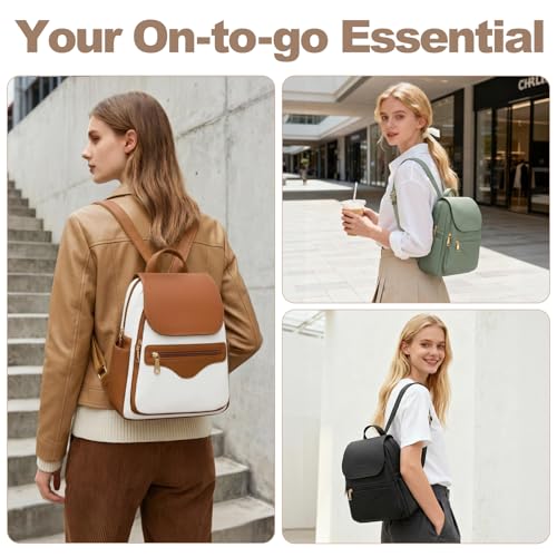 SYTRAH Mini Backpack Purse for Women, Causal Small Backpack with Built-in RFID Wallet & 11" Tablet Sleeve, Stylish Travel Daypack for Daily Beige Brown - color: Beige Brown