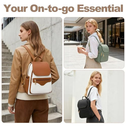 SYTRAH Mini Backpack Purse for Women, Causal Small Backpack with Built-in RFID Wallet & 11" Tablet Sleeve, Stylish Travel Daypack for Daily Beige Brown - color: Beige Brown
