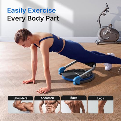 MERACH Ab Machine, Sit Up Exercise Equipment with 3 Adjustable Resistance Levels, Automatic Rebound Ab Crunch Machine for Core Workout, Ab Workout Equipment for Stomach - style: Round(Blue)