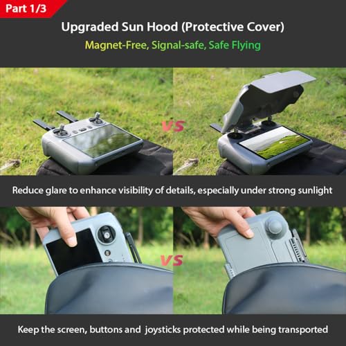 Arzroic RC 2 Protective Sun Hood Kit with Screen Protector & Neck Lanyard for DJI Mini 5 Pro/Avata 360/Mini 4 Pro/Mavic 4 Pro/Flip/Air 3S/Air 3 Accessories - style: Sun Hood + Screen Protector + Lanyard