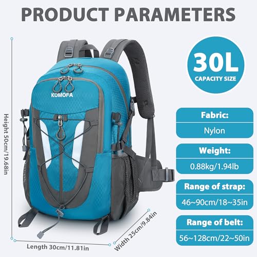 Hiking Backpack 30L Lightweight Travel Daypack Small Day Pack for Men Women Outdoor Camping Backpacking, Blue - color: Blue