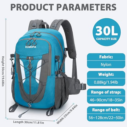 Hiking Backpack 30L Lightweight Travel Daypack Small Day Pack for Men Women Outdoor Camping Backpacking, Blue - color: Blue