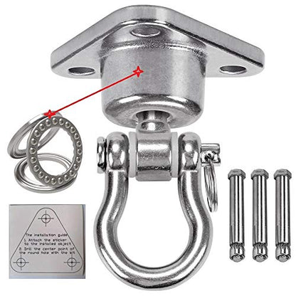 Stainless Steel Hanger with Smooth Swing Bearings, Heavy Duty 180°+360° Swivel Swing Hook, 1500 lb Capacity Playground Yoga Hammock Chair Rope, sandbag Porch Swing Bag Sleeve - size: style 1